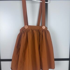 Kids Casual Brown Dress with Suspenders